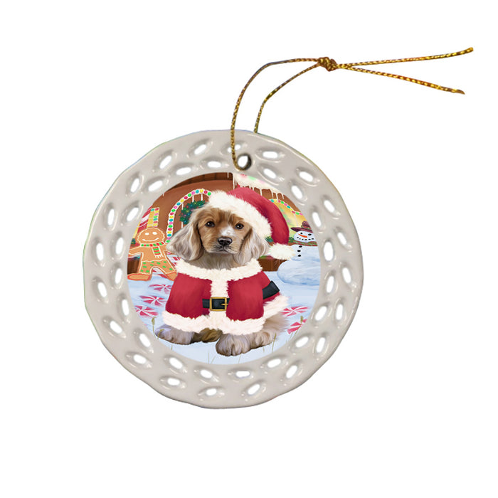 Christmas Gingerbread House Candyfest Cocker Spaniel Dog Ceramic Doily Ornament DPOR56672