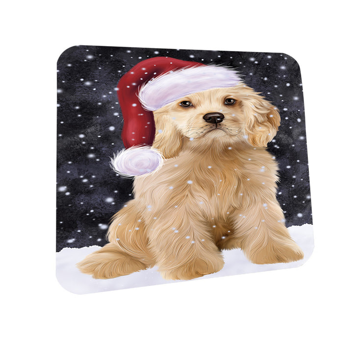 Let it Snow Christmas Holiday Cocker Spaniel Dog Wearing Santa Hat Mug and Coaster Set MUC54285