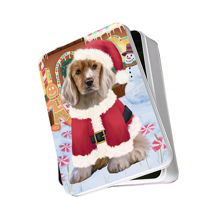 Christmas Gingerbread House Candyfest Cocker Spaniel Dog Photo Storage Tin PITN56259