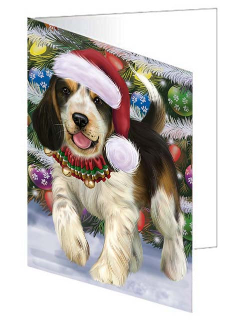 Trotting in the Snow Cocker Spaniel Dog Handmade Artwork Assorted Pets Greeting Cards and Note Cards with Envelopes for All Occasions and Holiday Seasons GCD70817