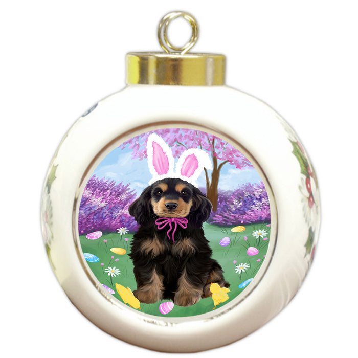 Easter Holiday Cocker Spaniel Dog Round Ball Christmas Ornament RBPOR57296