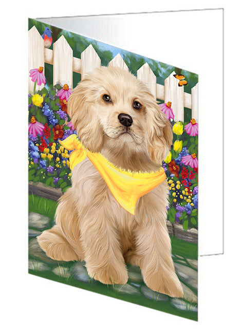 Spring Floral Cocker Spaniel Dog Handmade Artwork Assorted Pets Greeting Cards and Note Cards with Envelopes for All Occasions and Holiday Seasons GCD60788