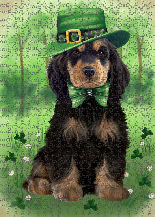 St. Patricks Day Irish Portrait Cocker Spaniel Dog Portrait Jigsaw Puzzle for Adults Animal Interlocking Puzzle Game Unique Gift for Dog Lover's with Metal Tin Box PZL043