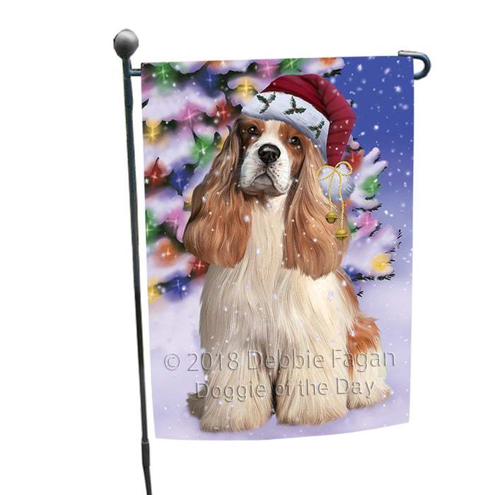 Winterland Wonderland Cocker Spaniel Dog In Christmas Holiday Scenic Background Garden Flag GFLG53811