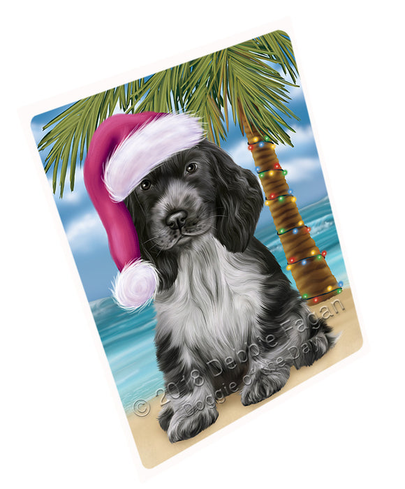Summertime Happy Holidays Christmas Cocker Spaniel Dog on Tropical Island Beach Large Refrigerator / Dishwasher Magnet RMAG88206