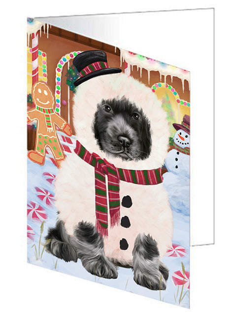 Christmas Gingerbread House Candyfest Cocker Spaniel Dog Handmade Artwork Assorted Pets Greeting Cards and Note Cards with Envelopes for All Occasions and Holiday Seasons GCD73466