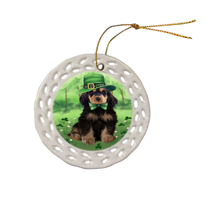 St. Patricks Day Irish Portrait Cocker Spaniel Dog Ceramic Doily Ornament DPOR57940
