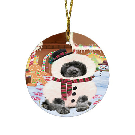 Christmas Gingerbread House Candyfest Cocker Spaniel Dog Round Flat Christmas Ornament RFPOR56673