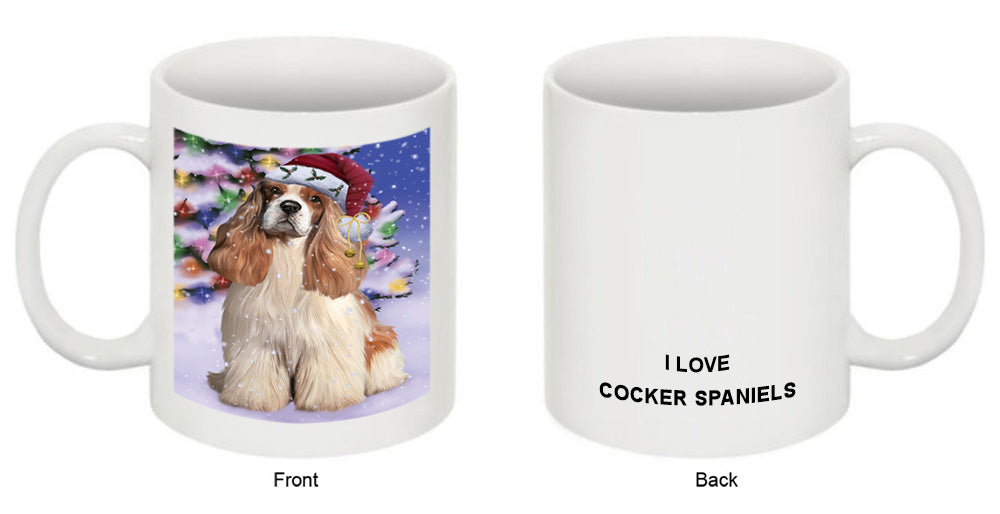 Winterland Wonderland Cocker Spaniel Dog In Christmas Holiday Scenic Background Coffee Mug MUG49147
