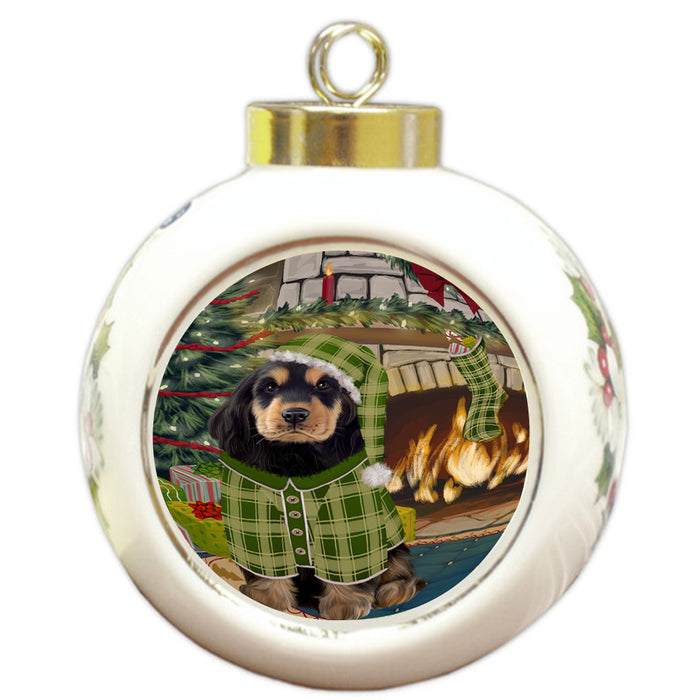 The Stocking was Hung Cocker Spaniel Dog Round Ball Christmas Ornament RBPOR55643
