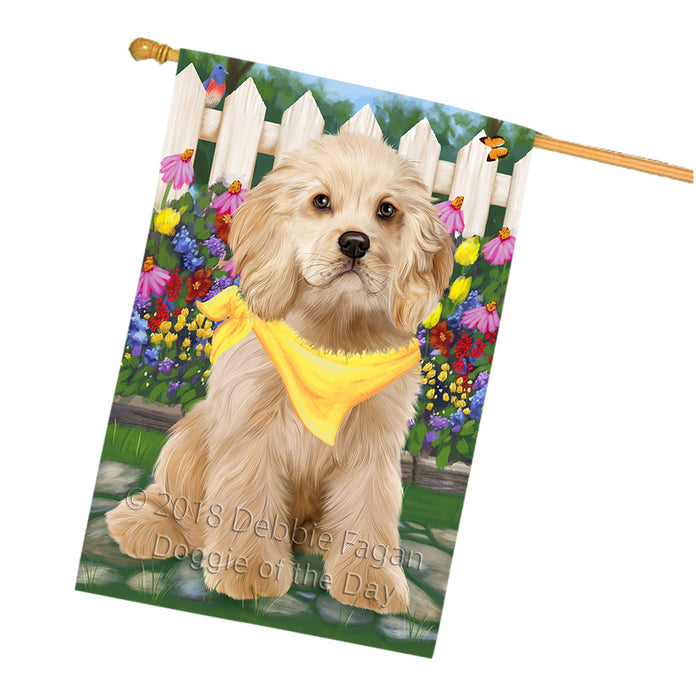 Spring Floral Cocker Spaniel Dog House Flag FLG52334