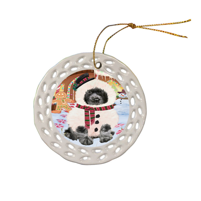 Christmas Gingerbread House Candyfest Cocker Spaniel Dog Ceramic Doily Ornament DPOR56673
