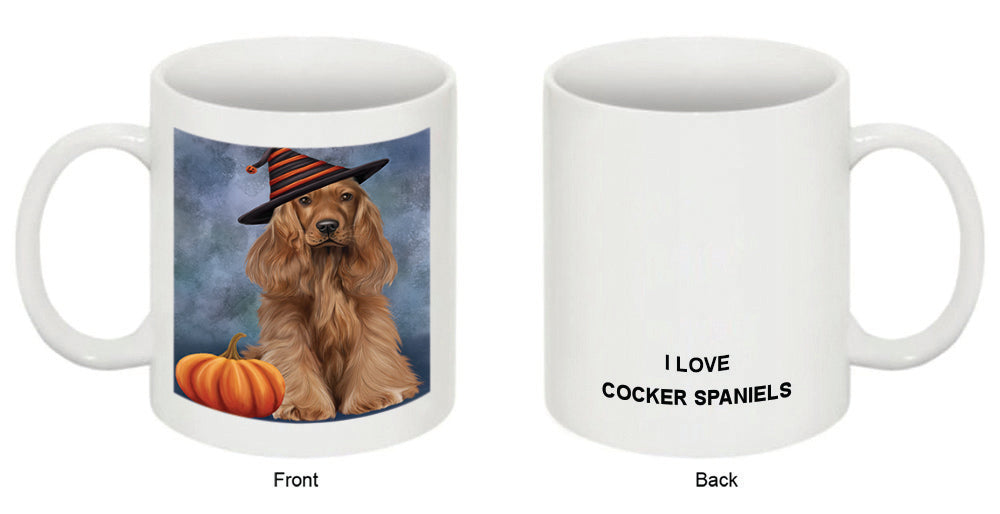 Happy Halloween Cocker Spaniel Dog Wearing Witch Hat with Pumpkin Coffee Mug MUG50161