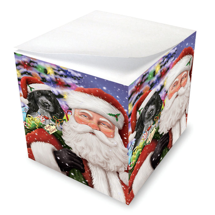 Santa Carrying Cocker Spaniel Dog and Christmas Presents Note Cube NOC55332