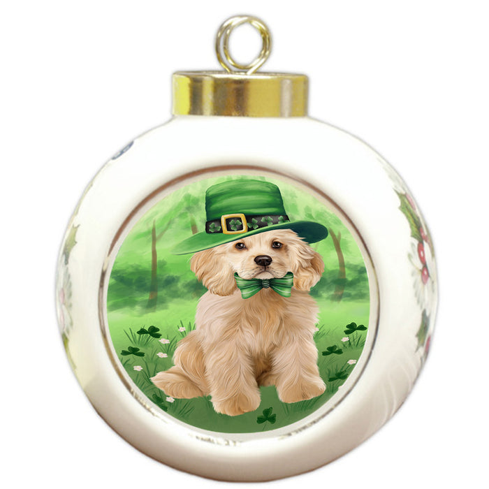 St. Patricks Day Irish Portrait Cocker Spaniel Dog Round Ball Christmas Ornament RBPOR58128