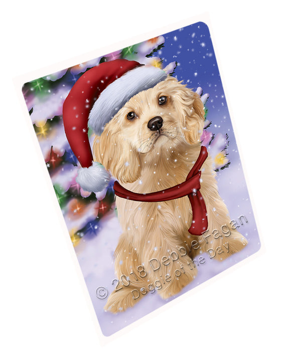 Winterland Wonderland Cocker Spaniel Dog In Christmas Holiday Scenic Background Cutting Board C65694