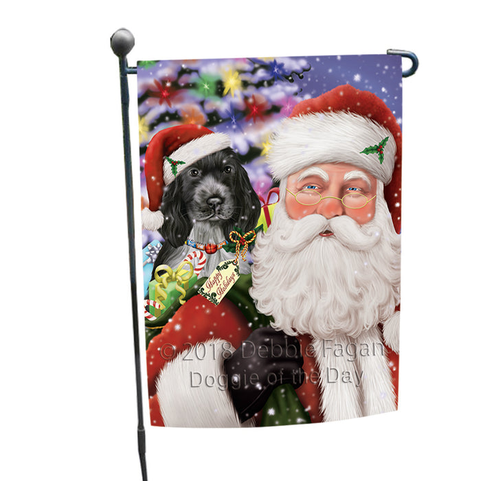 Santa Carrying Cocker Spaniel Dog and Christmas Presents Garden Flag GFLG53748