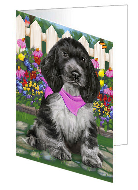 Spring Floral Cocker Spaniel Dog Handmade Artwork Assorted Pets Greeting Cards and Note Cards with Envelopes for All Occasions and Holiday Seasons GCD60791