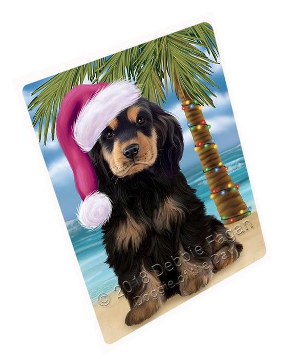 Summertime Happy Holidays Christmas Cocker Spaniel Dog on Tropical Island Beach Large Refrigerator / Dishwasher Magnet RMAG88212