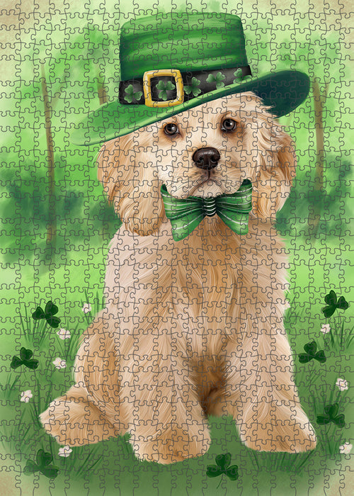 St. Patricks Day Irish Portrait Cocker Spaniel Dog Portrait Jigsaw Puzzle for Adults Animal Interlocking Puzzle Game Unique Gift for Dog Lover's with Metal Tin Box PZL044