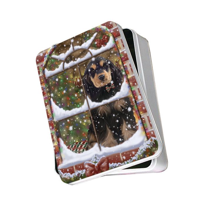 Please Come Home For Christmas Cocker Spaniel Dog Sitting In Window Photo Storage Tin PITN57543