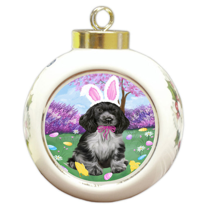 Easter Holiday Cocker Spaniel Dog Round Ball Christmas Ornament RBPOR57298