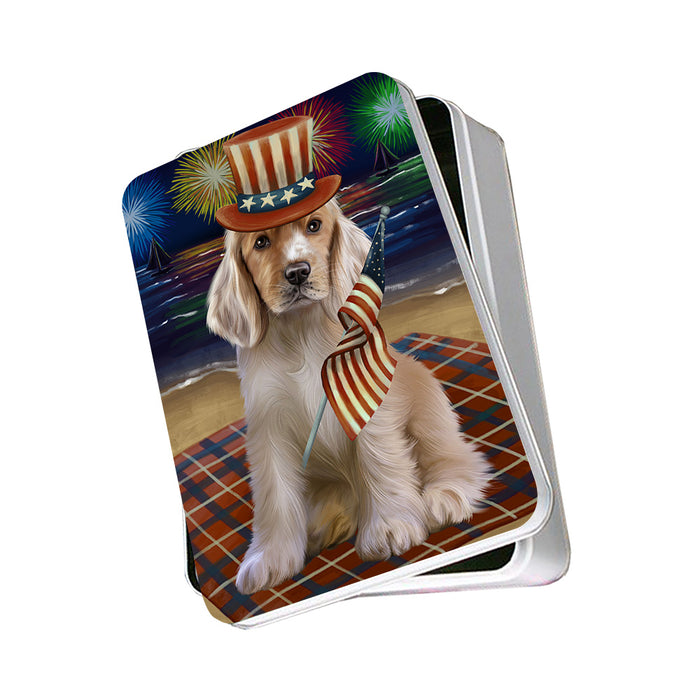 4th of July Independence Day Firework Cocker Spaniel Dog Photo Storage Tin PITN52427