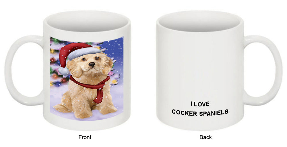 Winterland Wonderland Cocker Spaniel Dog In Christmas Holiday Scenic Background Coffee Mug MUG49148