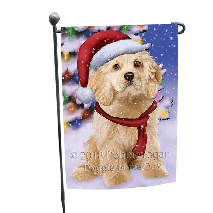 Winterland Wonderland Cocker Spaniel Dog In Christmas Holiday Scenic Background Garden Flag GFLG53812
