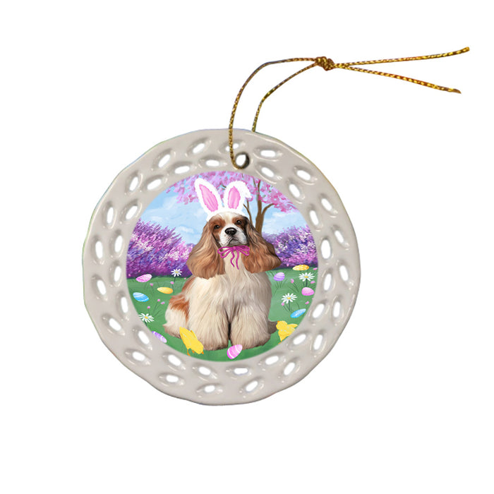 Easter Holiday Cocker Spaniel Dog Ceramic Doily Ornament DPOR57299