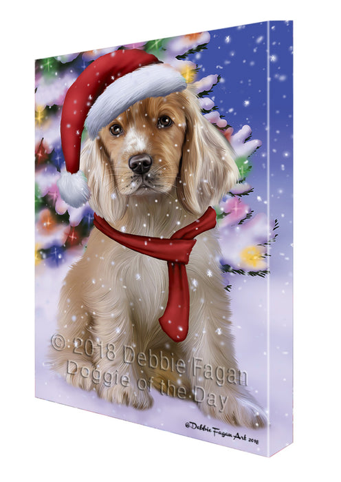 Winterland Wonderland Cocker Spaniel Dog In Christmas Holiday Scenic Background Canvas Print Wall Art Décor CVS101609