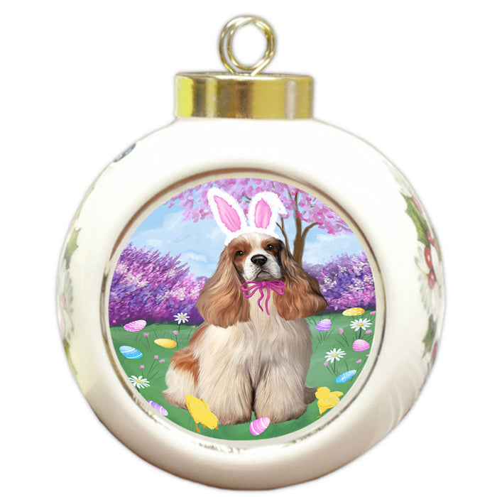 Easter Holiday Cocker Spaniel Dog Round Ball Christmas Ornament RBPOR57299