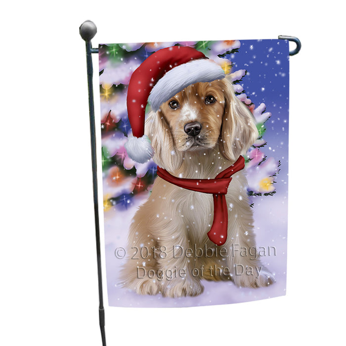 Winterland Wonderland Cocker Spaniel Dog In Christmas Holiday Scenic Background Garden Flag GFLG53813