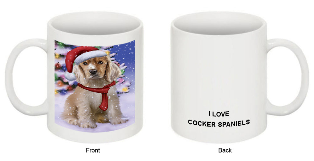 Winterland Wonderland Cocker Spaniel Dog In Christmas Holiday Scenic Background Coffee Mug MUG49149