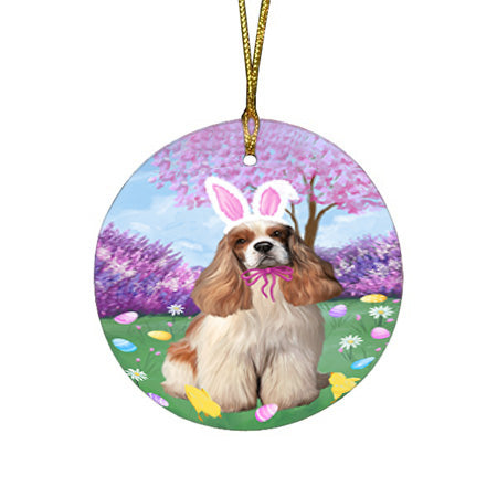 Easter Holiday Cocker Spaniel Dog Round Flat Christmas Ornament RFPOR57299
