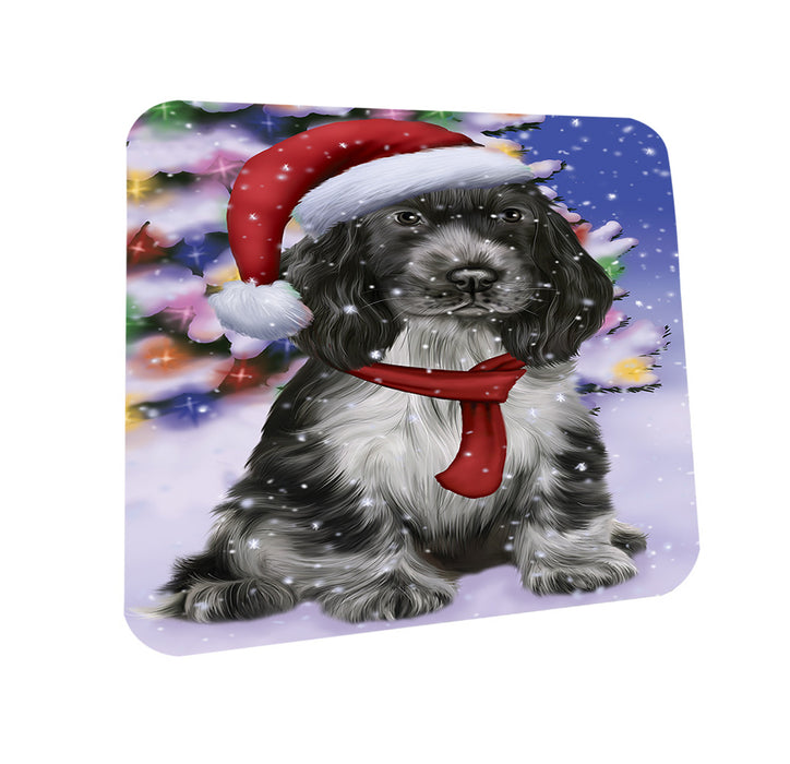 Winterland Wonderland Cocker Spaniel Dog In Christmas Holiday Scenic Background Coasters Set of 4 CST53710
