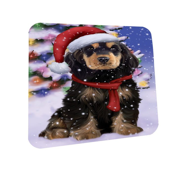 Winterland Wonderland Cocker Spaniel Dog In Christmas Holiday Scenic Background Coasters Set of 4 CST53711