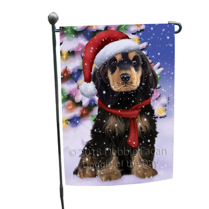 Winterland Wonderland Cocker Spaniel Dog In Christmas Holiday Scenic Background Garden Flag GFLG53815