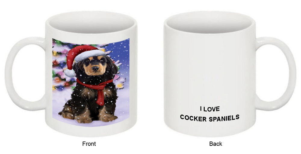 Winterland Wonderland Cocker Spaniel Dog In Christmas Holiday Scenic Background Coffee Mug MUG49151