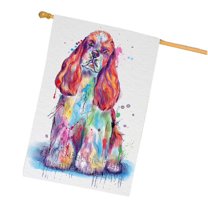 Watercolor Cocker Spaniel Dog House Flag FLG65216