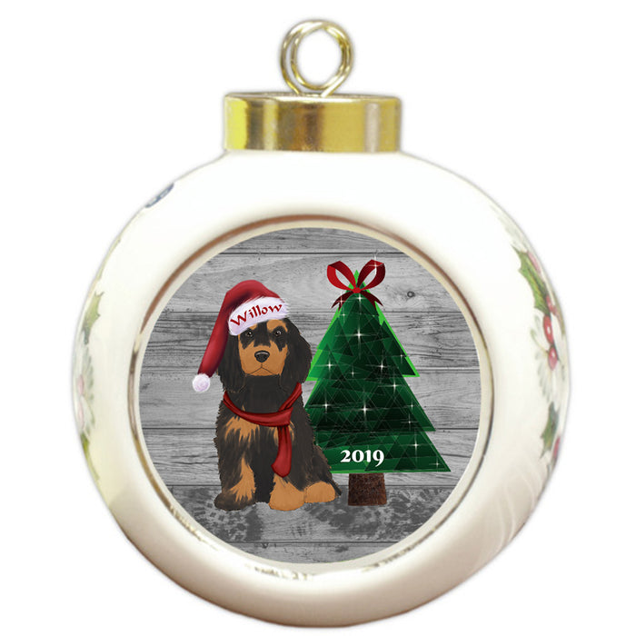 Custom Personalized Cocker Spaniel Dog Glassy Classy Christmas Round Ball Ornament