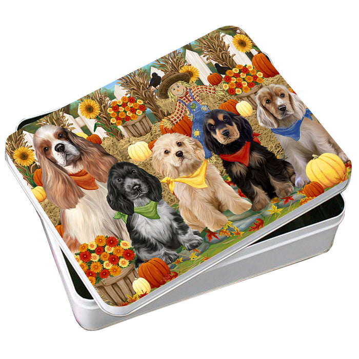 Harvest Time Festival Day Cocker Spaniels Dog Photo Storage Tin PITN52369