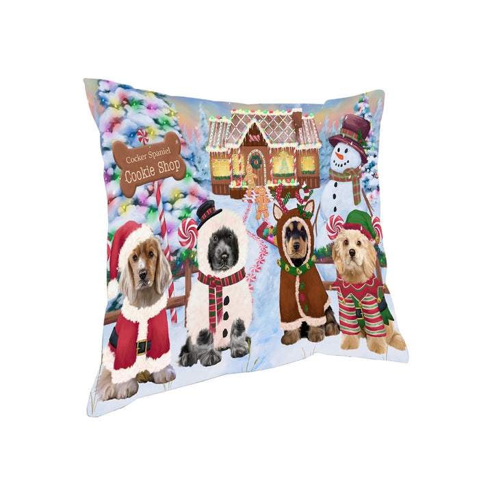 Holiday Gingerbread Cookie Shop Cocker Spaniels Dog Pillow PIL79872