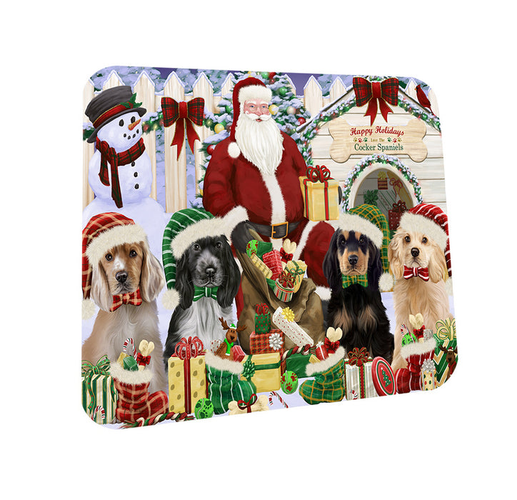 Christmas Dog House Cocker Spaniels Dog Coasters Set of 4 CST52560