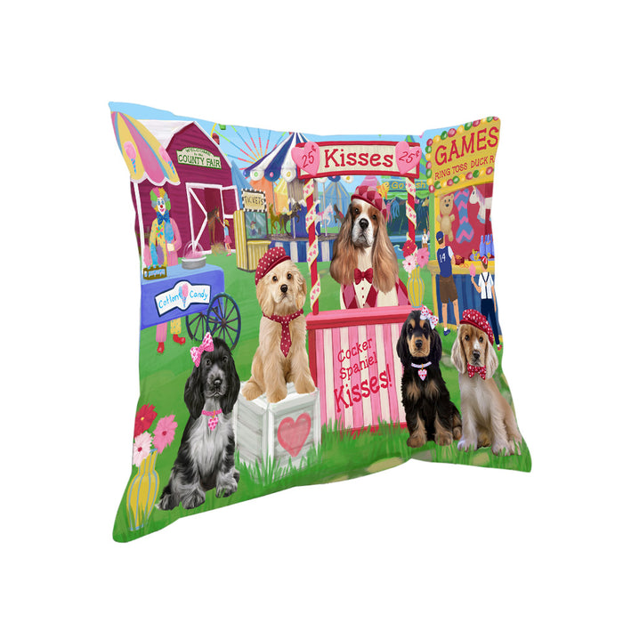 Carnival Kissing Booth Cocker Spaniels Dog Pillow PIL77612