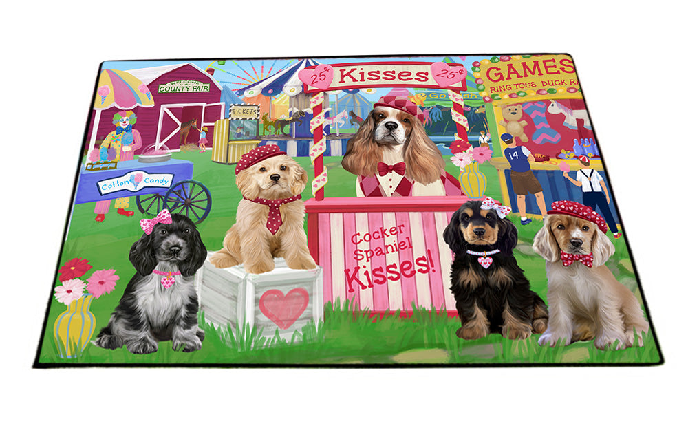 Carnival Kissing Booth Cocker Spaniels Dog Floormat FLMS52908