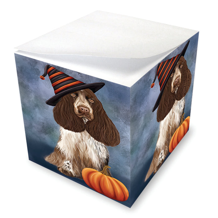 Happy Halloween Cocker Spaniel Dog Wearing Witch Hat with Pumpkin Note Cube NOC56538