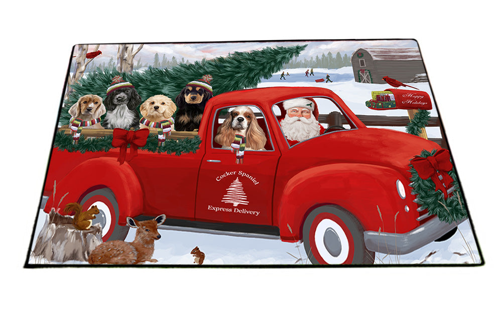 Christmas Santa Express Delivery Cocker Spaniels Dog Family Floormat FLMS52377