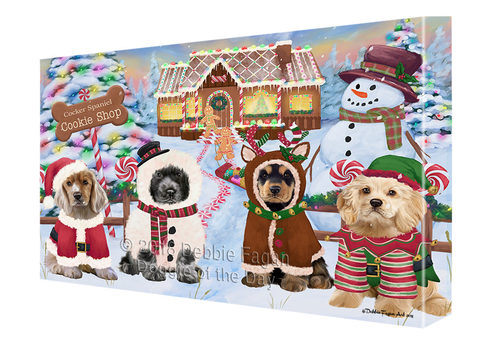Holiday Gingerbread Cookie Shop Cocker Spaniels Dog Canvas Print Wall Art Décor CVS129779