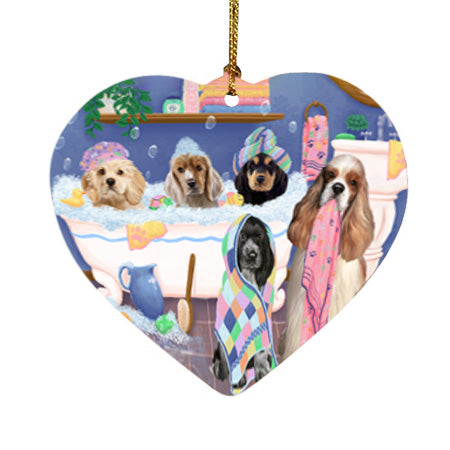 Rub A Dub Dogs In A Tub Cocker Spaniels Dog Heart Christmas Ornament HPOR57139